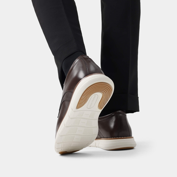 [CrossFlex NeatPolish] Men's Comfortable Casual Oxford Sneakers - DARK BROWN - 8